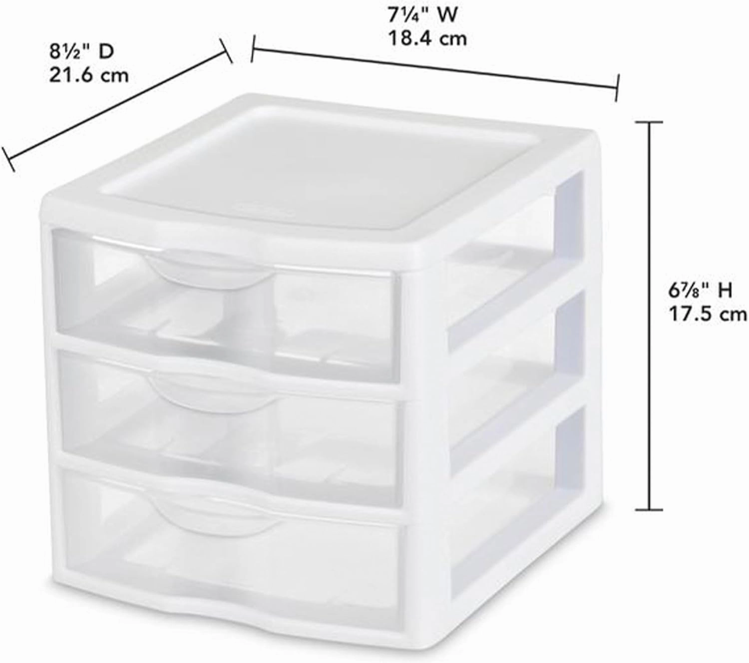 Sterilite 6-Pack Plastic Storage Drawer, 3 Small Organizer Drawers, ClearView, White