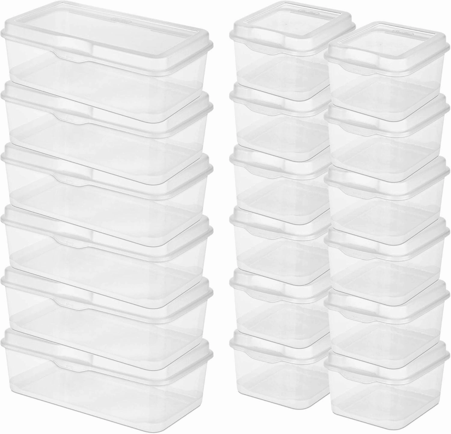 Sterilite Large FlipTop Latching Storage Box, 6 Pack, and Small FlipTop Latching Storage Box, 12 Pack for Office and Household Organization