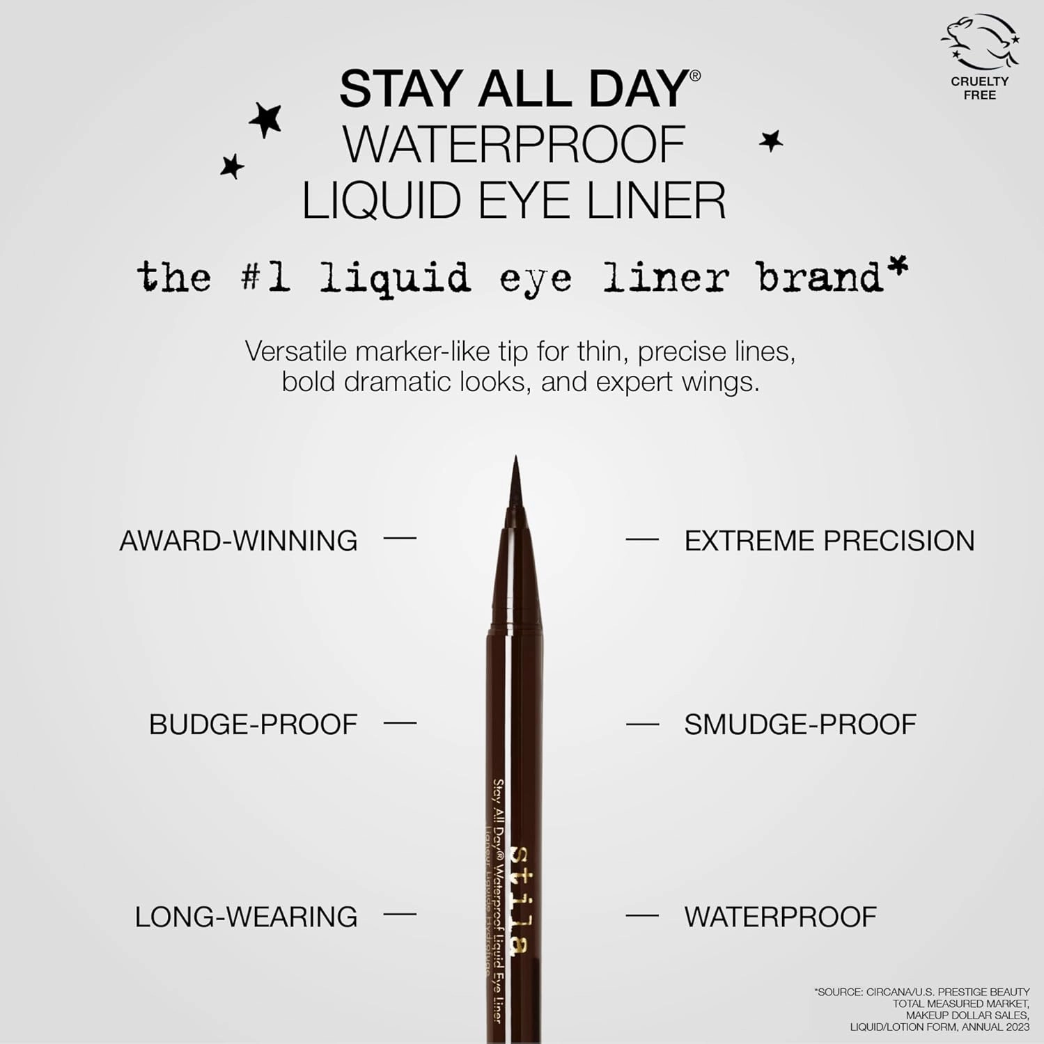 stila Waterproof Liquid Eye Liner, Stay All Day Makeup with Fine Brush Tip Lasting Satin Finish, Smudge-Proof & Transfer-Resistant