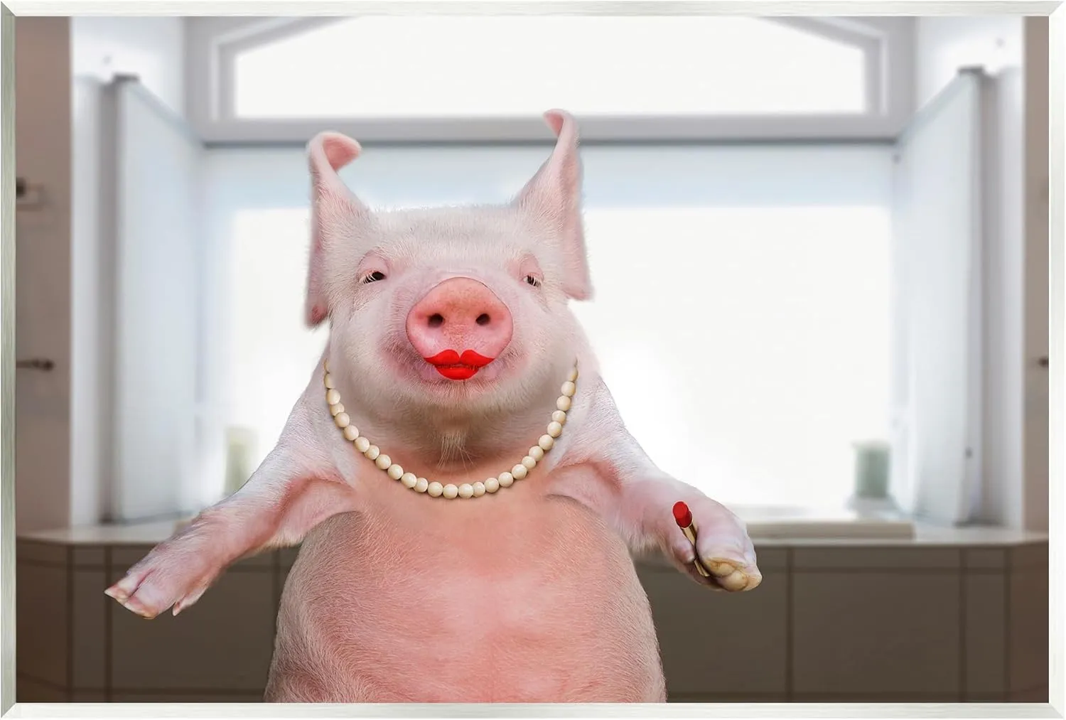 Stupell Industries Glam Pig in Lipstick Wall Plaque Art Design by Lund Roeser