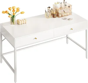 SUPERJARE Vanity Desk with Drawers, 47 inch Computer Desk, Modern Simple Home Office Desks, Makeup Dressing Table for Bedroom - White
