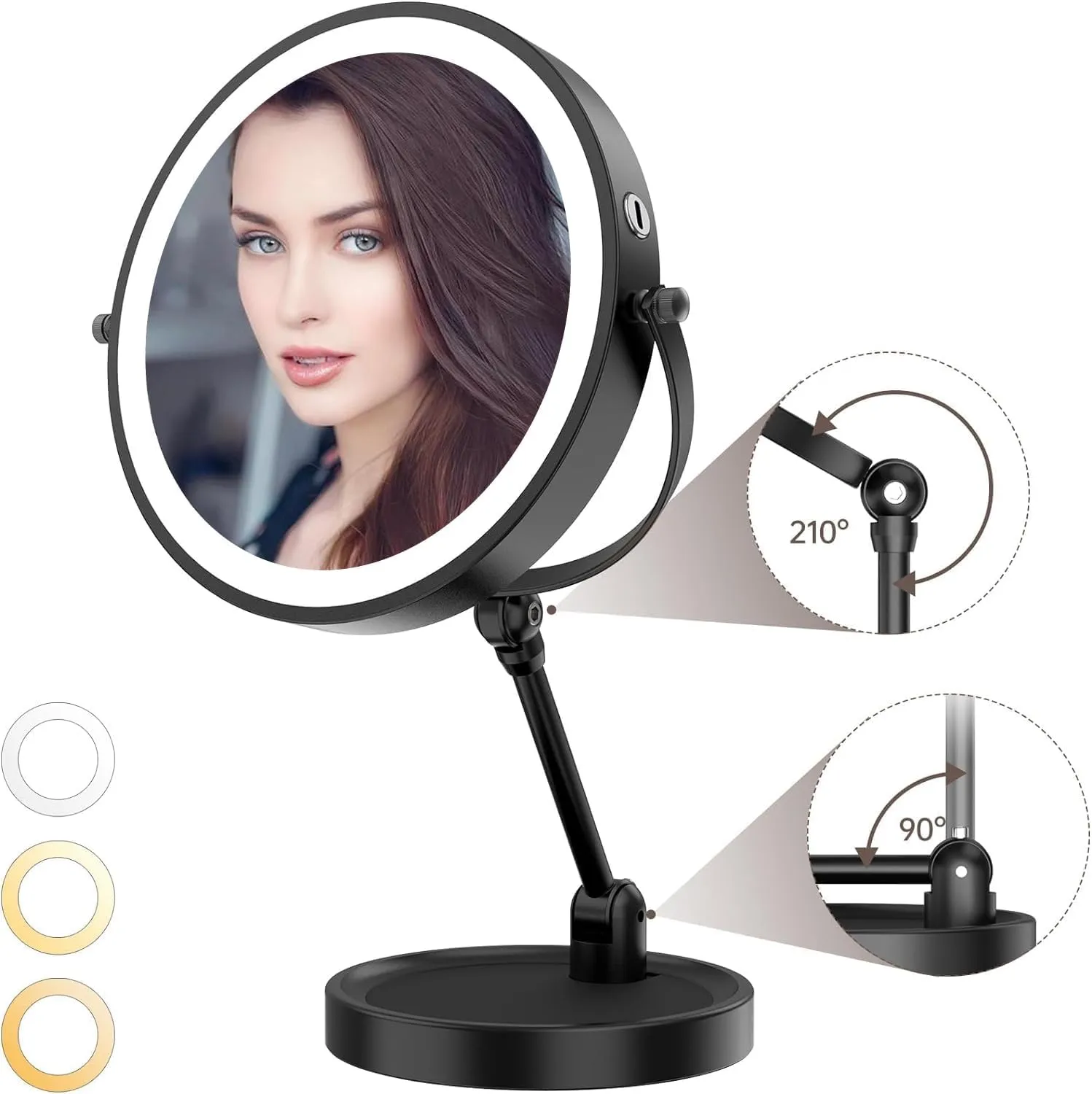 Tabletop Standing Makeup Mirror with Adjustable Height, 8Inch Mirror