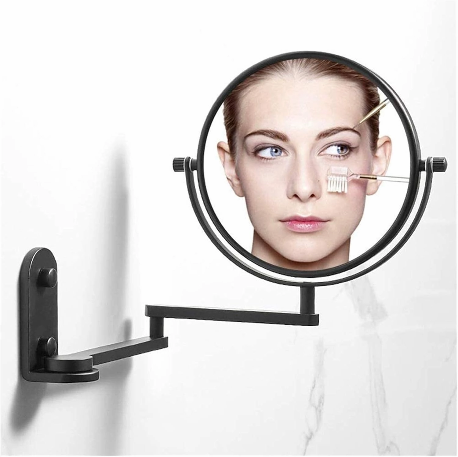 Tabletop Mirror Bathroom Mirror Extending 6/8 Inches Cosmetic Wall Mounted Make Up Mirror Shaving Bathroom Mirror 7X Magnification Cosmetic Mirror
