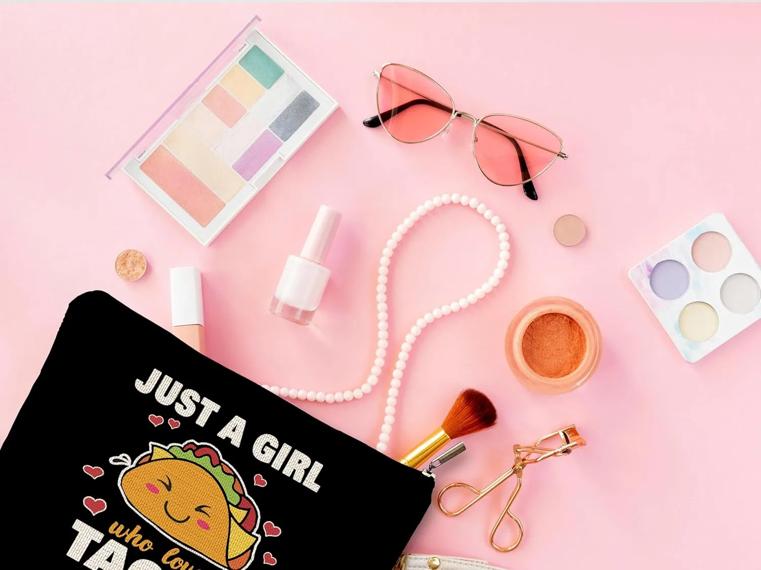 Taco Gifts for Lovers, Makeup Bag, Food Cosmetic Bag With Zipper, Just A Girl Who Loves Tacos, Birthday Gifts