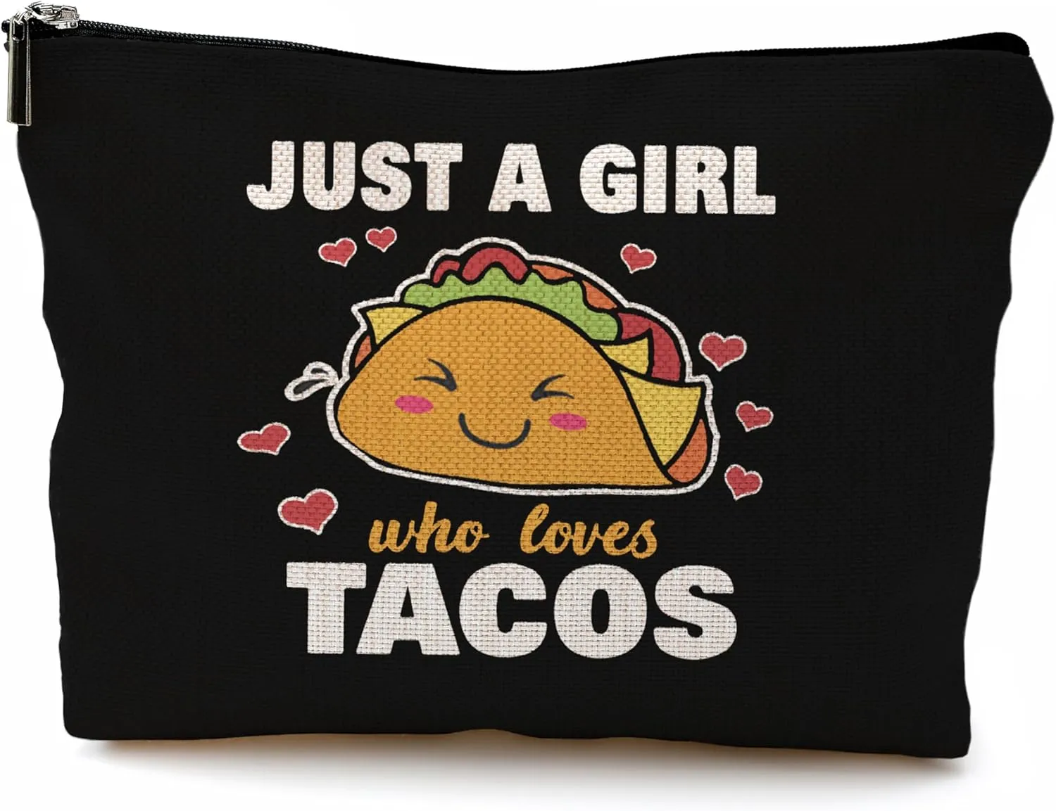 Taco Gifts for Lovers, Makeup Bag, Food Cosmetic Bag With Zipper, Just A Girl Who Loves Tacos, Birthday Gifts