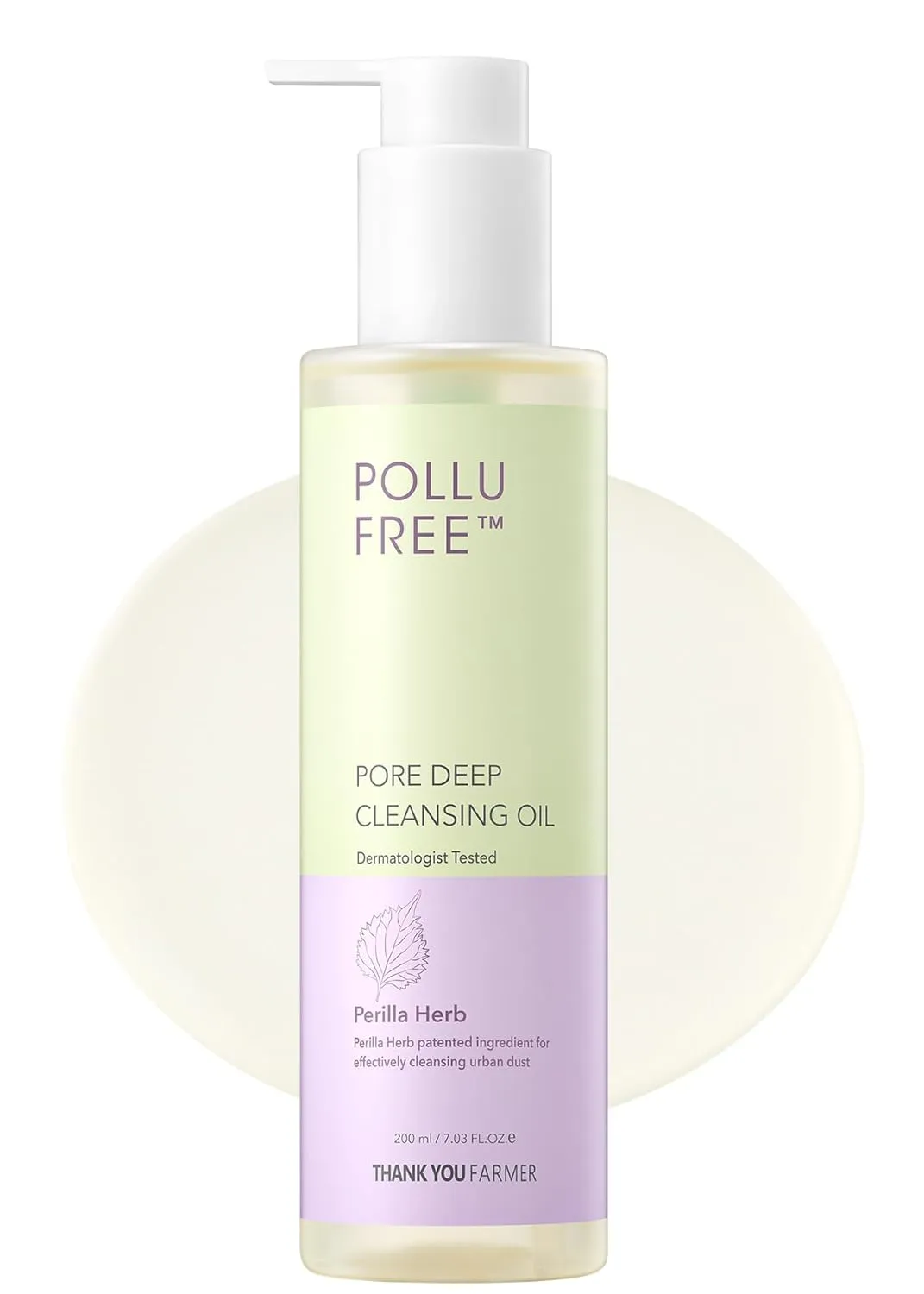 THANKYOU FARMER Pollufree Pore Deep Cleansing Oil - SPF Cleanser, Korean Perilla Herb, Makeup Blackhead Remover, Dermatologist Tested, Korean Oil Cleanser 7.03 fl.oz. 200ml