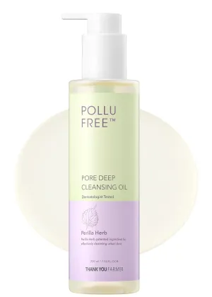 THANKYOU FARMER Pollufree Pore Deep Cleansing Oil - SPF Cleanser, Korean Perilla Herb, Makeup Blackhead Remover, Dermatologist Tested, Korean Oil Cleanser 7.03 fl.oz. 200ml