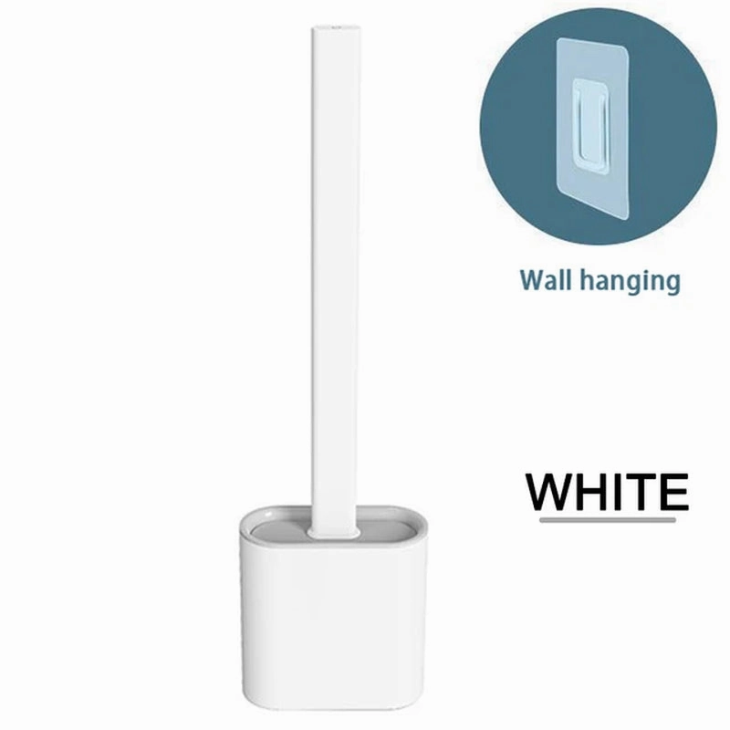 Toilet Bowl Brush Set with Holder: Silicone TPR Material, Wall-Mountable, Flexible Bristles for Gentle Floor Cleaning