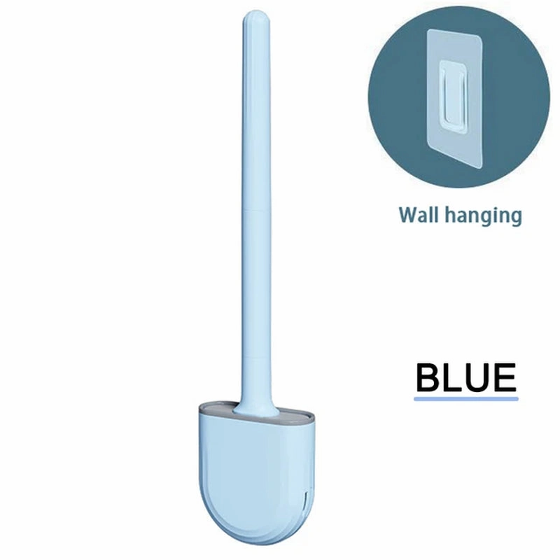 Toilet Bowl Brush Set with Holder: Silicone TPR Material, Wall-Mountable, Flexible Bristles for Gentle Floor Cleaning
