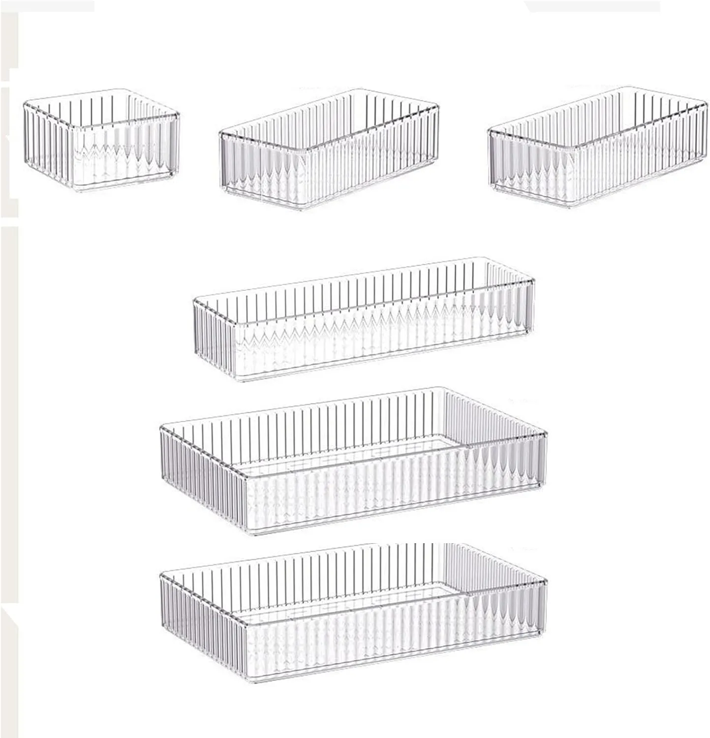 Transparent Cosmetic Storage Organizer for Home and Bathroom, 6 Pieces