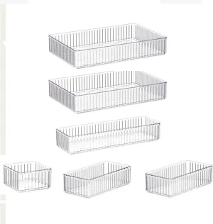 Transparent Cosmetic Storage Organizer for Home and Bathroom, 6 Pieces