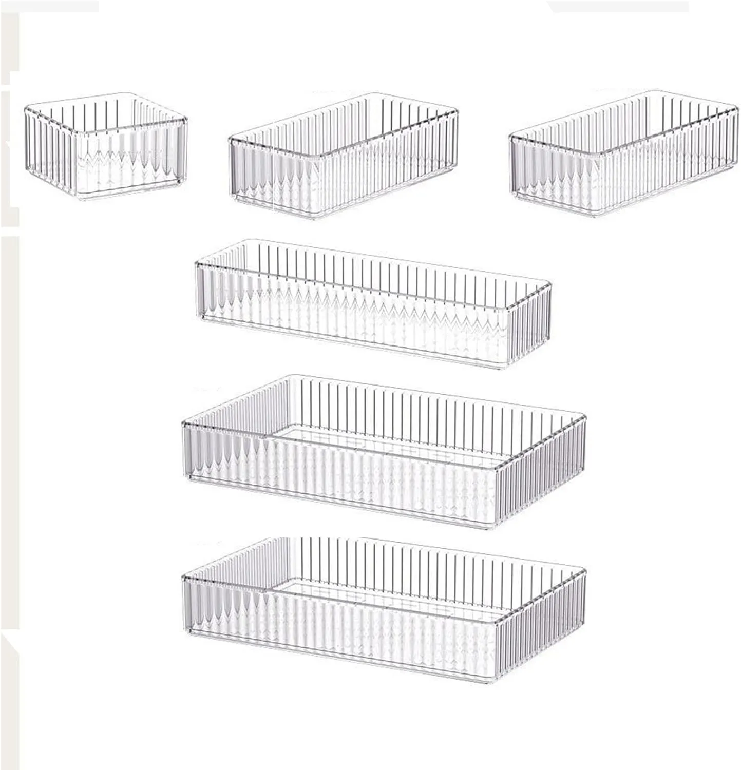 Transparent Cosmetic Storage Organizer for Home and Bathroom, 6 Pieces