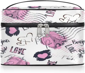 Travel Makeup Bag, Eiffel Tower Paris Cosmetic Bag for Women Girls, Portable Large Toiletry Bag Case Organizer for Toiletries Accessories Brushes