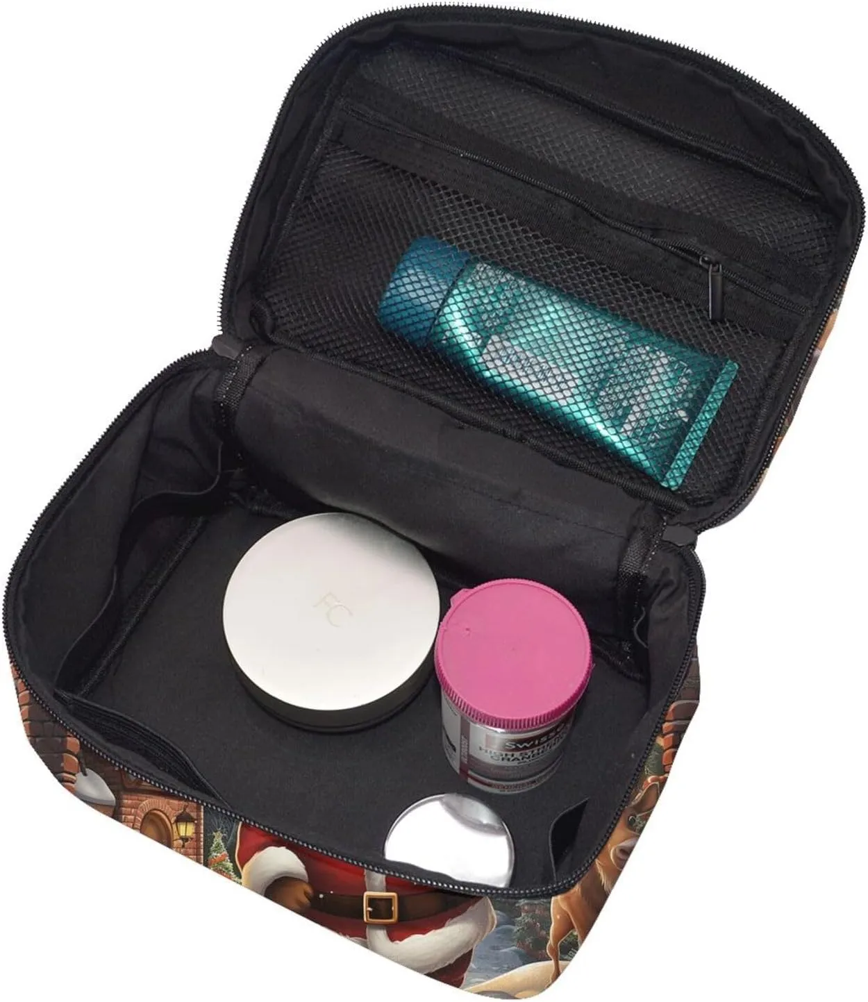Travel Makeup Bag for Women Portable Cosmetic Bags Large Capacity Toiletry Bag Santa christmas zoom Make up Organizer with Handle Travel Essentials Cosmetic Bag Case Organizer