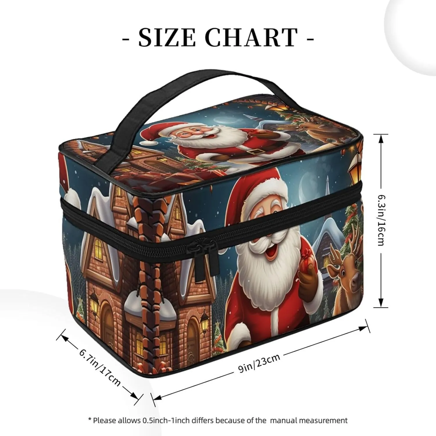 Travel Makeup Bag for Women Portable Cosmetic Bags Large Capacity Toiletry Bag Santa christmas zoom Make up Organizer with Handle Travel Essentials Cosmetic Bag Case Organizer