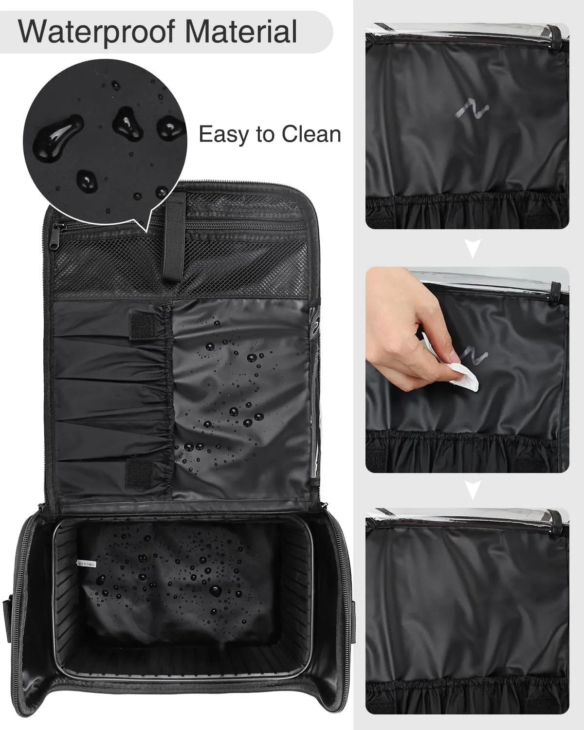 Travel Makeup Bag, Tattoo Case with 4 Inner Removable Pouches, Professional Cosmetic Case Makeup Artist Bag Organizer Box with Adjustable Dividers (Medium, Black)