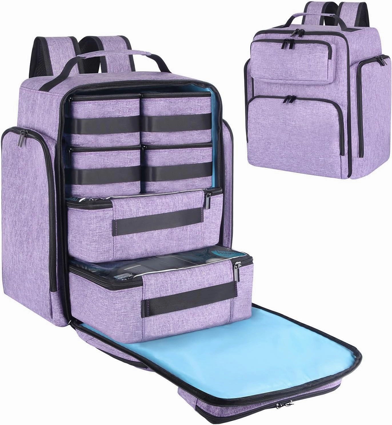 Travel Makeup Organizer Backpack with 6 Removable Cases,Extra Large Cosmetic Storage Bag for Women and Professional Make up Artist (Purple)