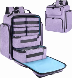 Travel Makeup Organizer Backpack with 6 Removable Cases,Extra Large Cosmetic Storage Bag for Women and Professional Make up Artist (Purple)