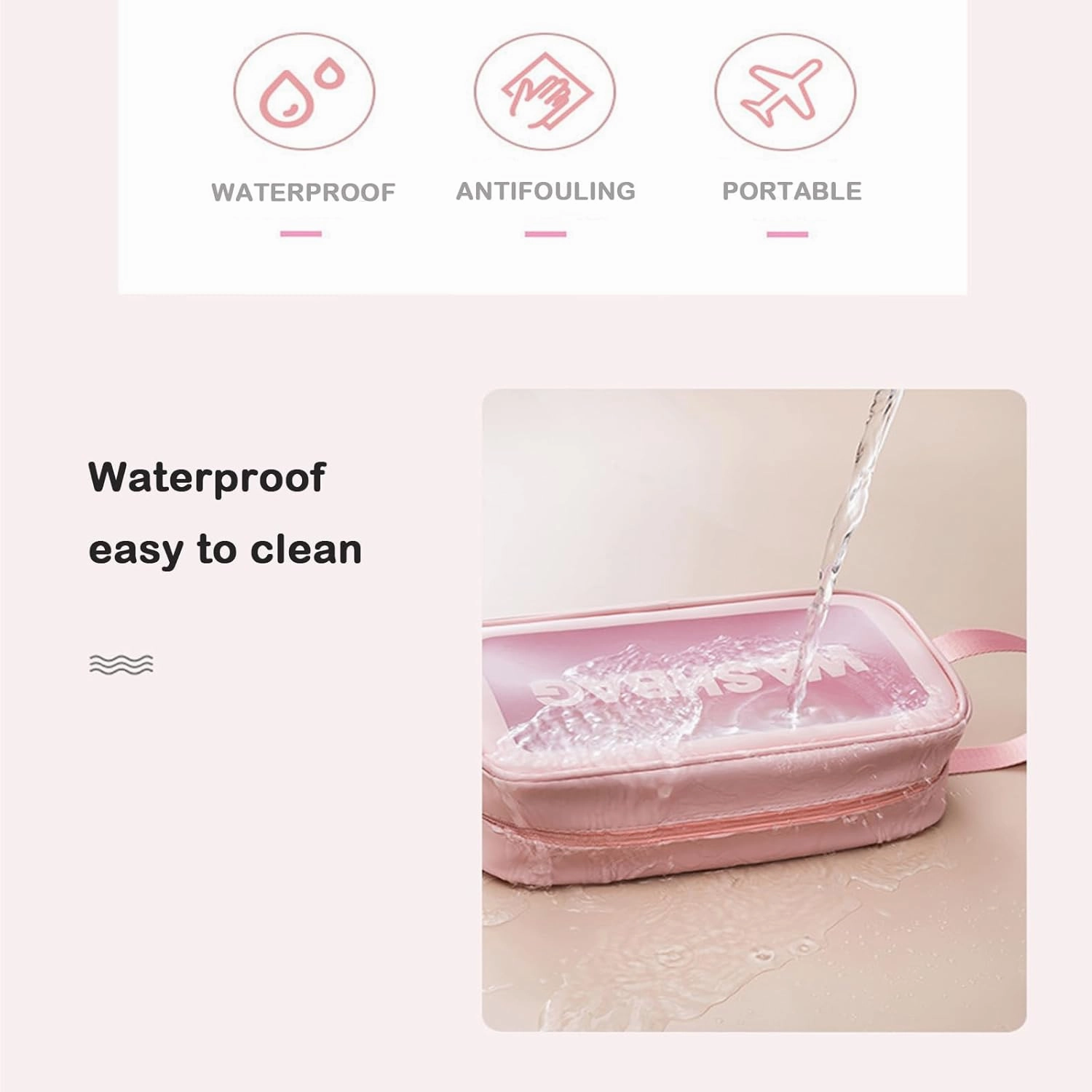Travel Toiletry Bag for Men & Women, Clear Waterproof Cosmetic Organizer with Handles – Portable Translucent Skin Care Bag for Travel, Bathroom (PU/PVC, Zipper Closure) (White, 6PCS)