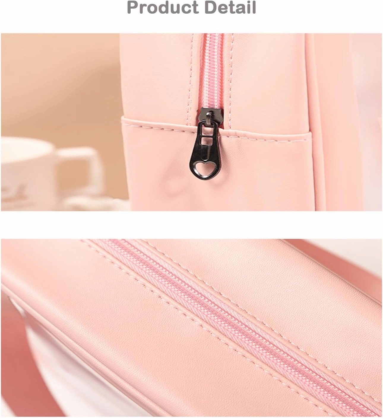 Travel Toiletry Bag for Men & Women, Clear Waterproof Cosmetic Organizer with Handles – Portable Translucent Skin Care Bag for Travel, Bathroom (PU/PVC, Zipper Closure) (White, 6PCS)
