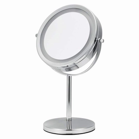 Tvoip Lighted Makeup Mirror - 7" LED Vanity Mirror 10x Magnification Two-Sided Cosmetic Table Mirror Polished Chrome