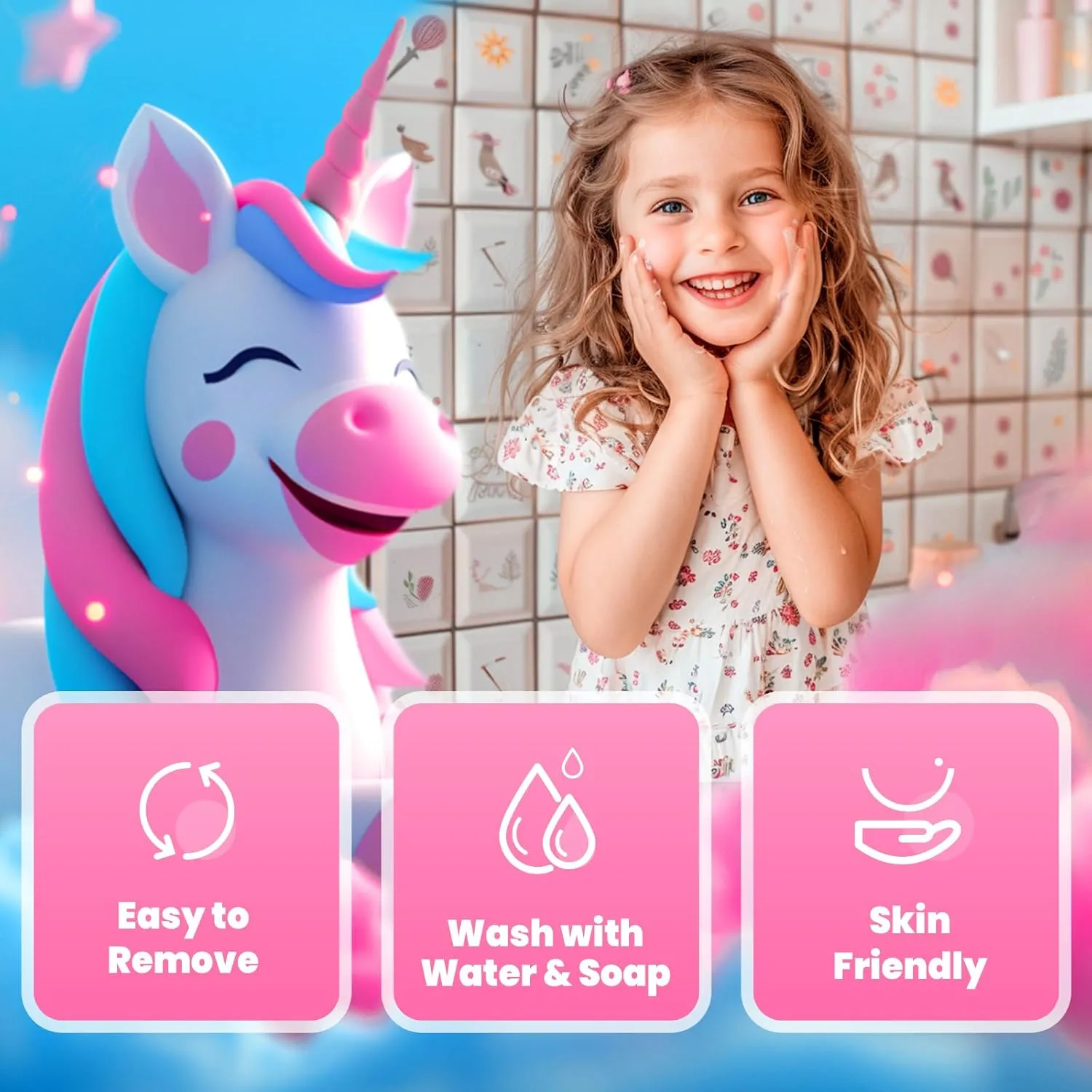 ULOVEME Kids Real Makeup Kit for Little Girls - Real, Non Toxic, Washable Make Up Toy - Umicorn Toys Gift for 3 4 5 6 7 8 9 10 12 Years Old Girls Birthday (Large Umicorn Bag)