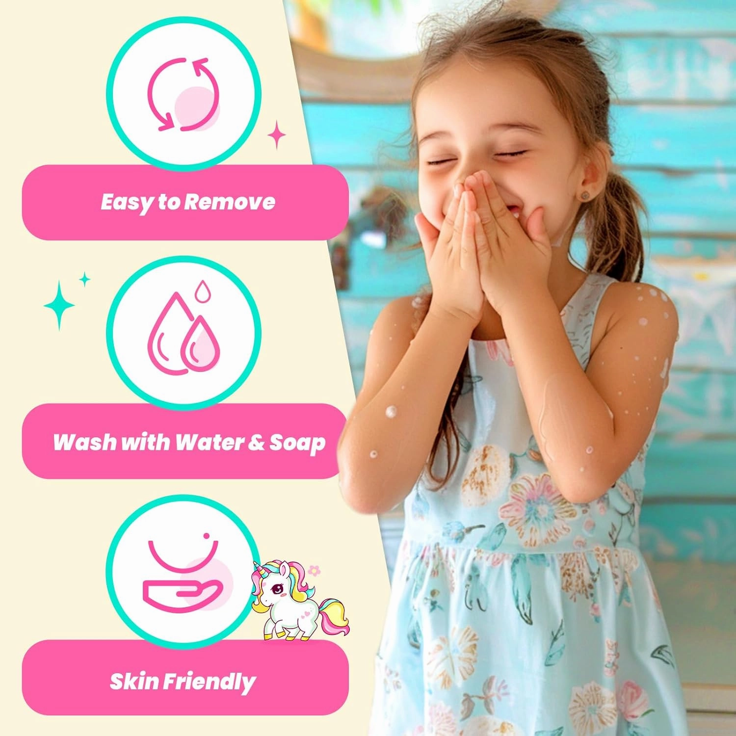 ULOVEME Kids Real Makeup Kit for Little Girls - Real, Non Toxic, Washable Make Up Toy - Umicorn Toys Gift for 3 4 5 6 7 8 9 10 12 Years Old Girls Birthday (White Umicorn)