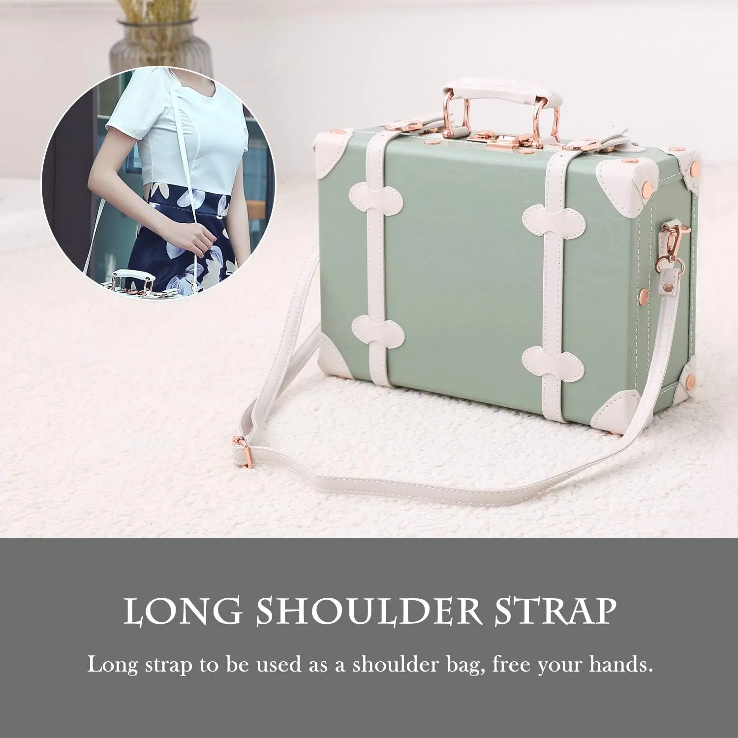 Unitravel 12inch Women Cute Suitcase Small Train Case with Straps