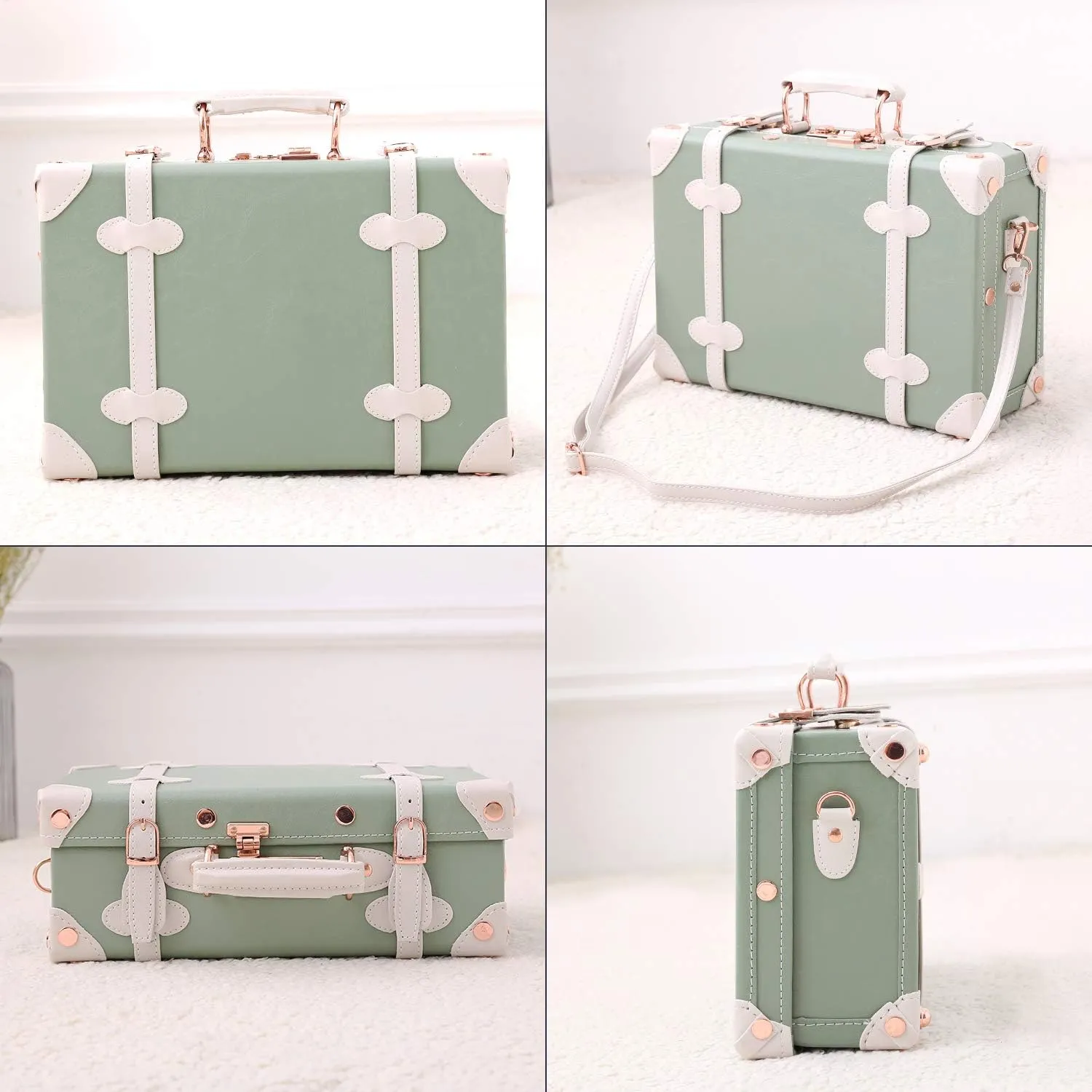 Unitravel 12inch Women Cute Suitcase Small Train Case with Straps