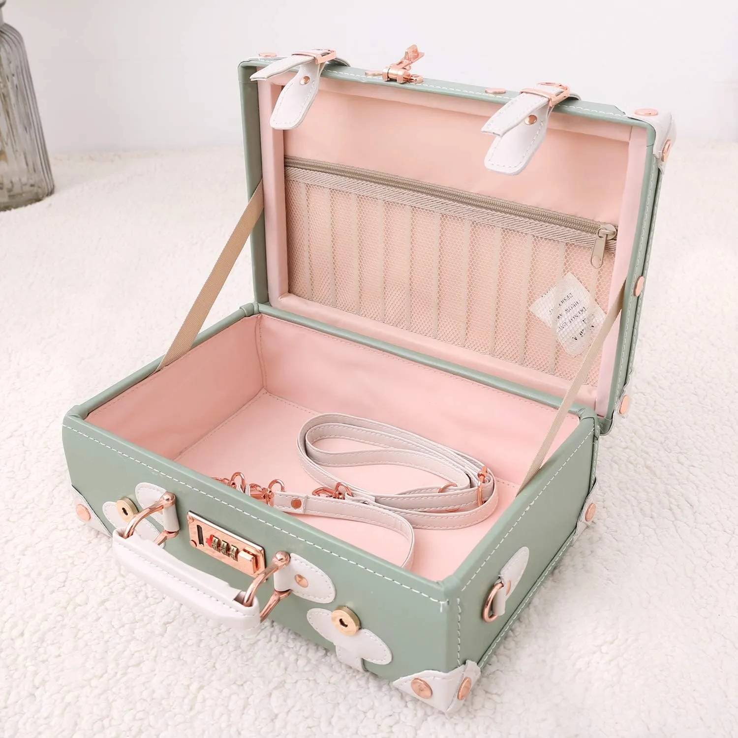 Unitravel 12inch Women Cute Suitcase Small Train Case with Straps