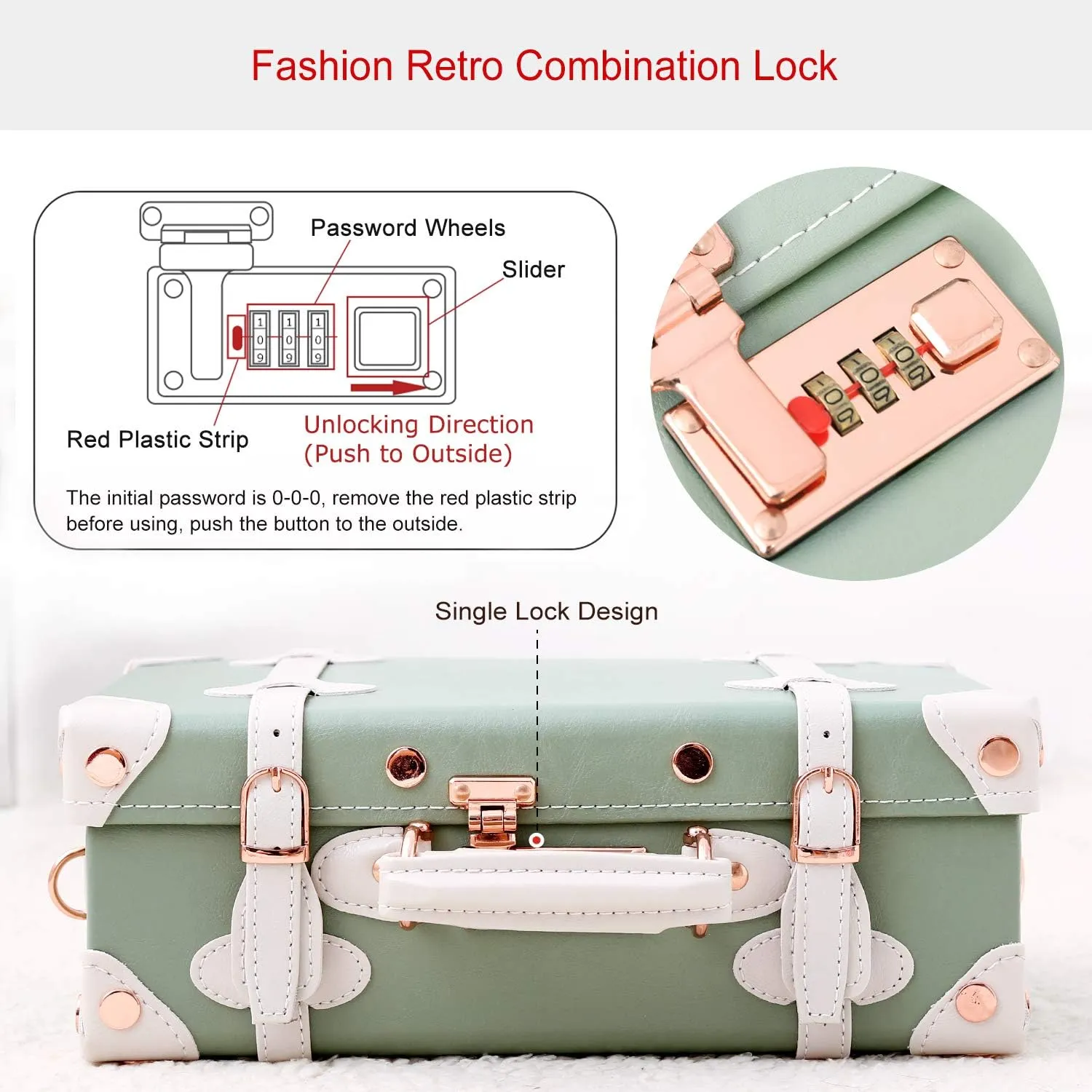 Unitravel 12inch Women Cute Suitcase Small Train Case with Straps