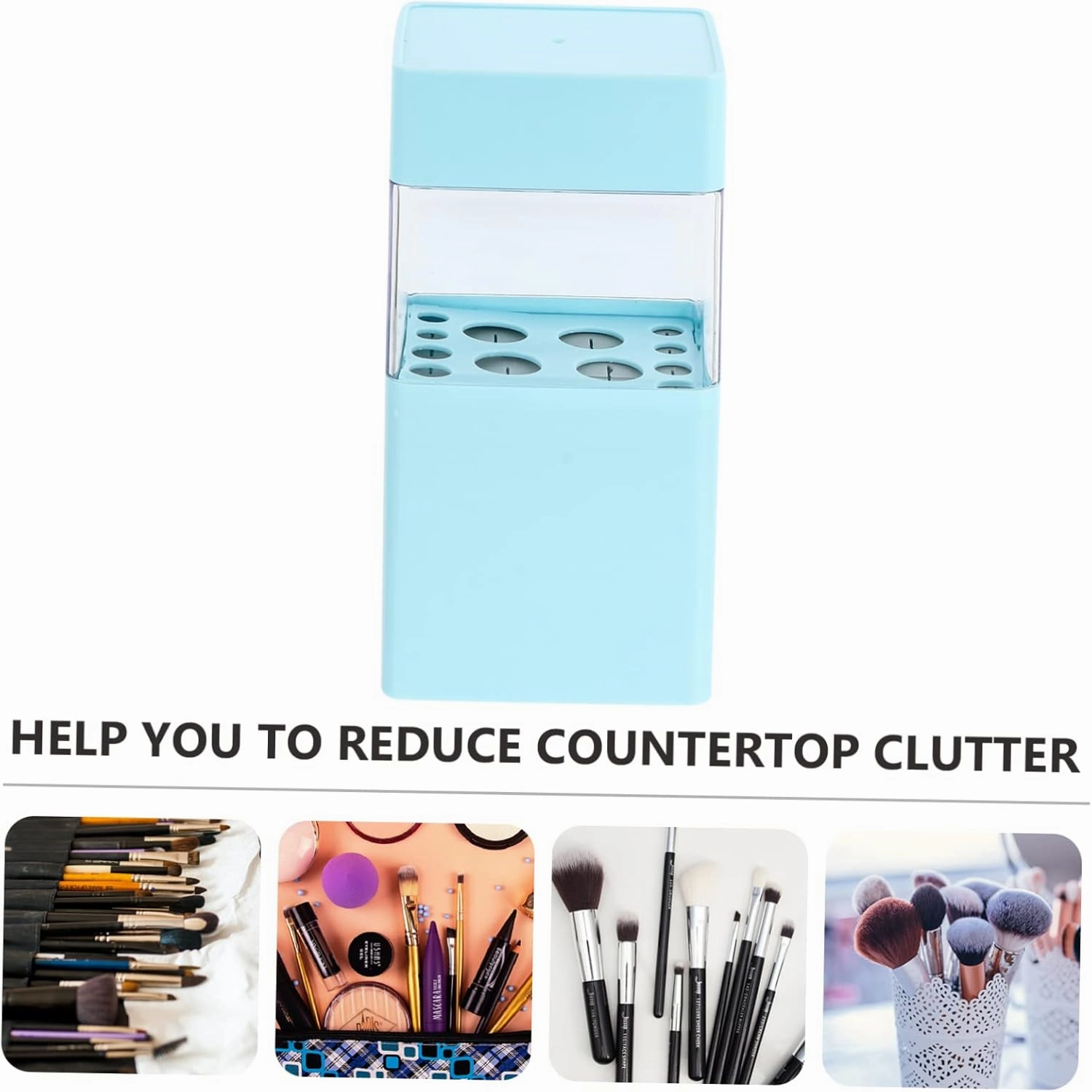 VALICLUD 1pc Makeup Brush Storage Bucket Lid Organizer for Eyebrow Pencil and Cosmetics Toiletry Container for Bathroom Bedroom Dresser and Office
