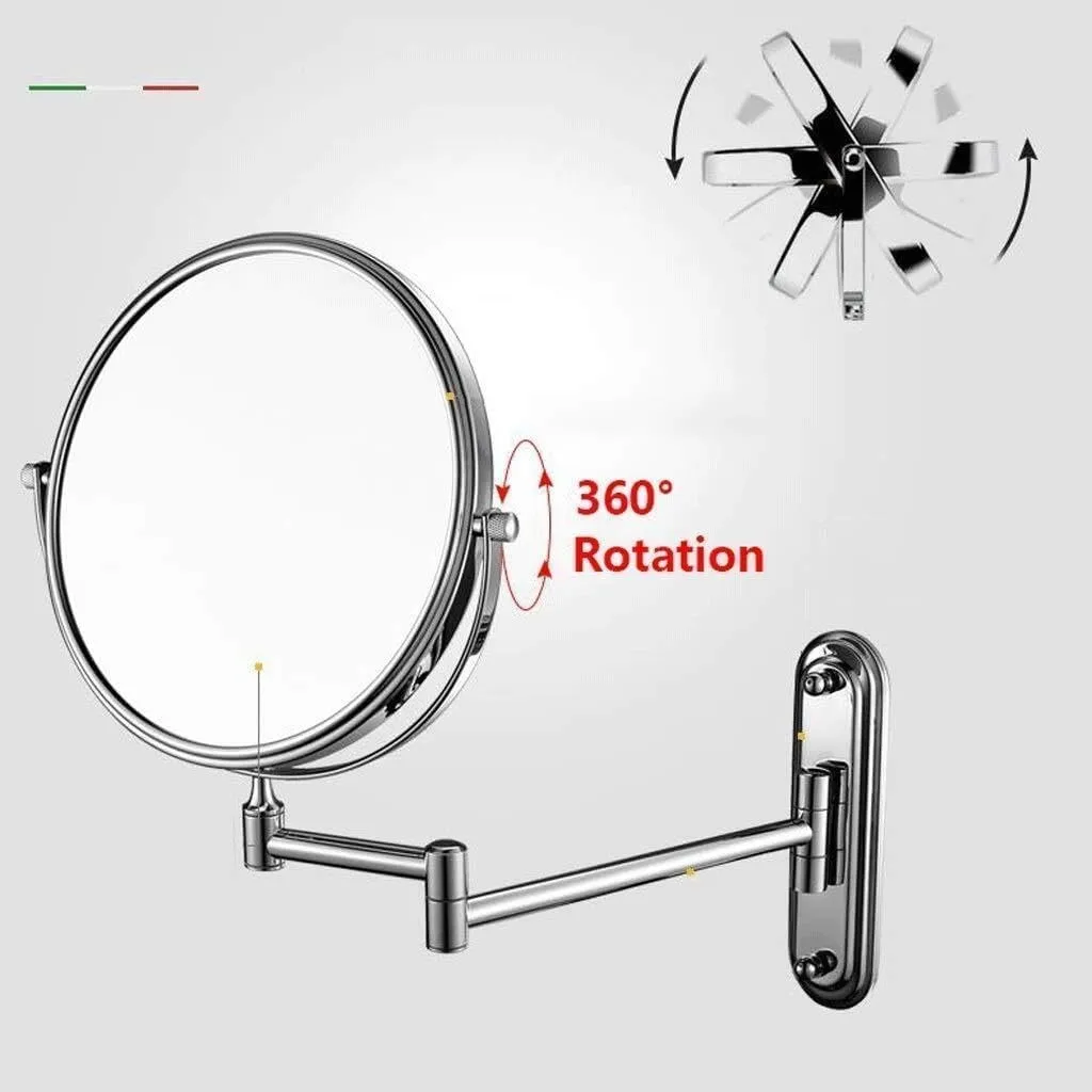 Vanity Mirror Wall Mounted, 1X/10X Magnification Double-Sided, 360° Swivel Rotating Extendable Makeup Mirror for Bathroom & Desk(White,6 inch)