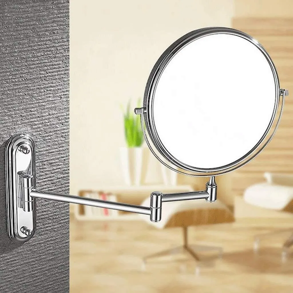 Vanity Mirror Wall Mounted, 1X/10X Magnification Double-Sided, 360° Swivel Rotating Extendable Makeup Mirror for Bathroom & Desk(White,6 inch)