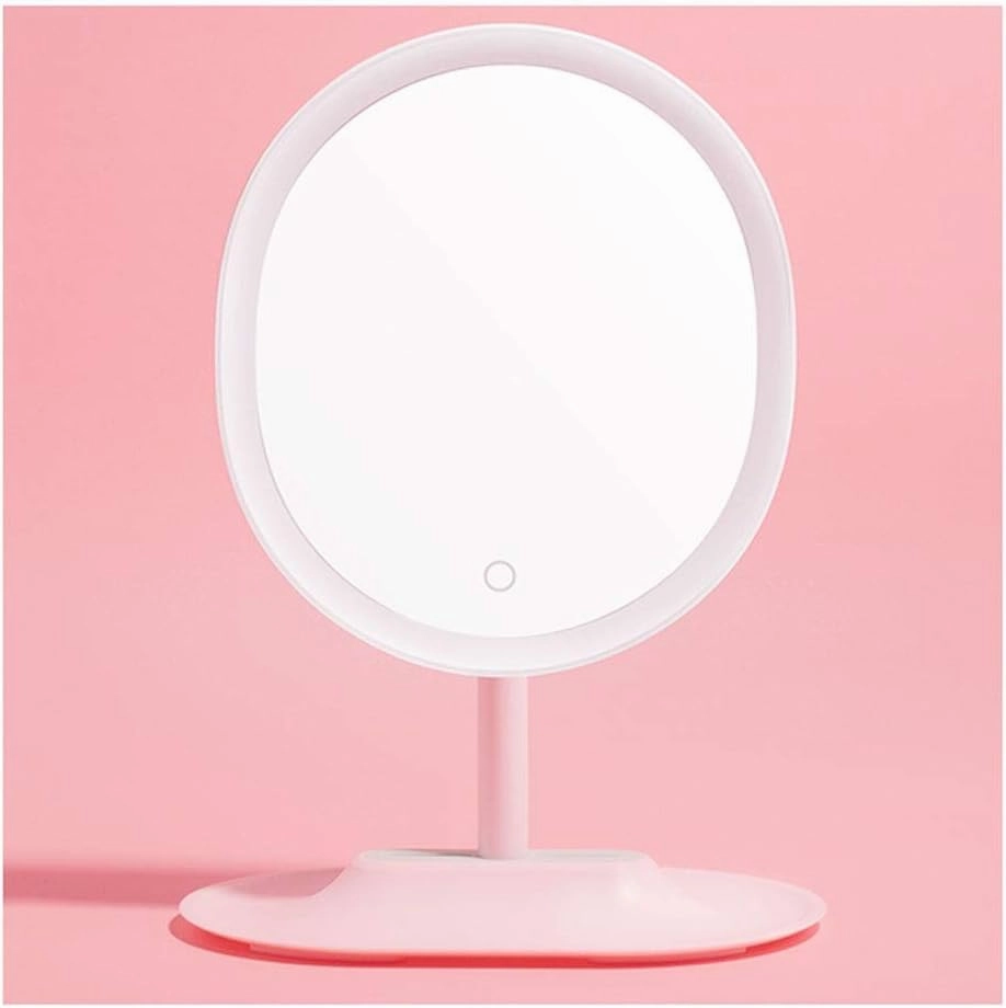 Vanity Makeup Mirror Desktop Single-Sided Makeup Mirror High-Definition Oval Bedroom Makeup Mirror Portable Most Suitable for Ladies Gifts Table Desk Mirror