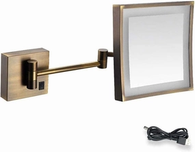 Vanity Mirror 8 Inch Double Sided Wall Mount Makeup Mirror with 10X Magnification, Two-Sided 360°Swivel Extendable Cosmetic Mirror Bathroom Shaving Mi