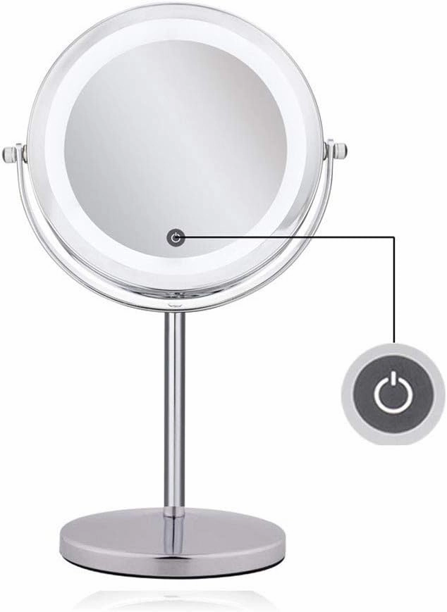 Vanity Mirror Bathroom Vanity Mirror 10X Magnifying Mirror with Dimmable Light 7Inch LED Lighted Vanity Mirror for Makeup Shaving with in Bathroom 360° Rotation Portable Illuminated Powered by Bat