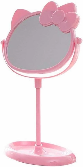Vanity Mirror Dressing Mirror Cosmetic Mirror with Stand, Tabletop Makeup Mirror 364°Swivel Small Compact Cosmetic Mirror Toughened Glass Portable Mirror Beauty Mirror (Color : Red), Pink