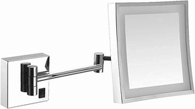 Vanity Mirror,Wall Mounted Mirrors Makeup Shaving Mirror Led Lighted Bathroom Mirror for Hotel Vanity with Adjustable Extendable Square 8 inch 3X Magnification Cosmetic Mirror Powered