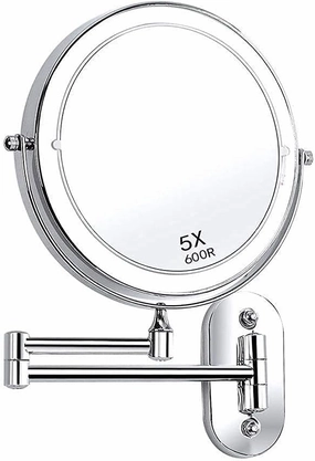 Various Mirror, Wall-Mounted LED Light Makeup Mirror Expansion Cosmetic Mirror 360 ° Rotating Double-Sided Vanity Mirror