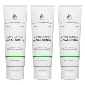 Vibrjance Ultra-Gentle Face Scrub, 4 fl oz - Exfoliating Facial Wash Unclogs Pores - Sulfate and Paraben-Free Exfoliator For All Skin Types - Made with Natural Ingredients (Size, 3 Tubes)