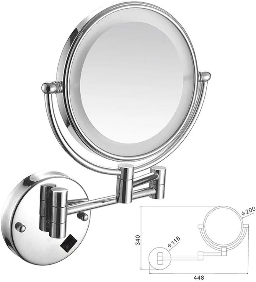 Wall Mounted 8 Inch Makeup Mirror 5X Magnification Vanity Mirror Concealed Install Vanity Mirror 360° (Color : #6)