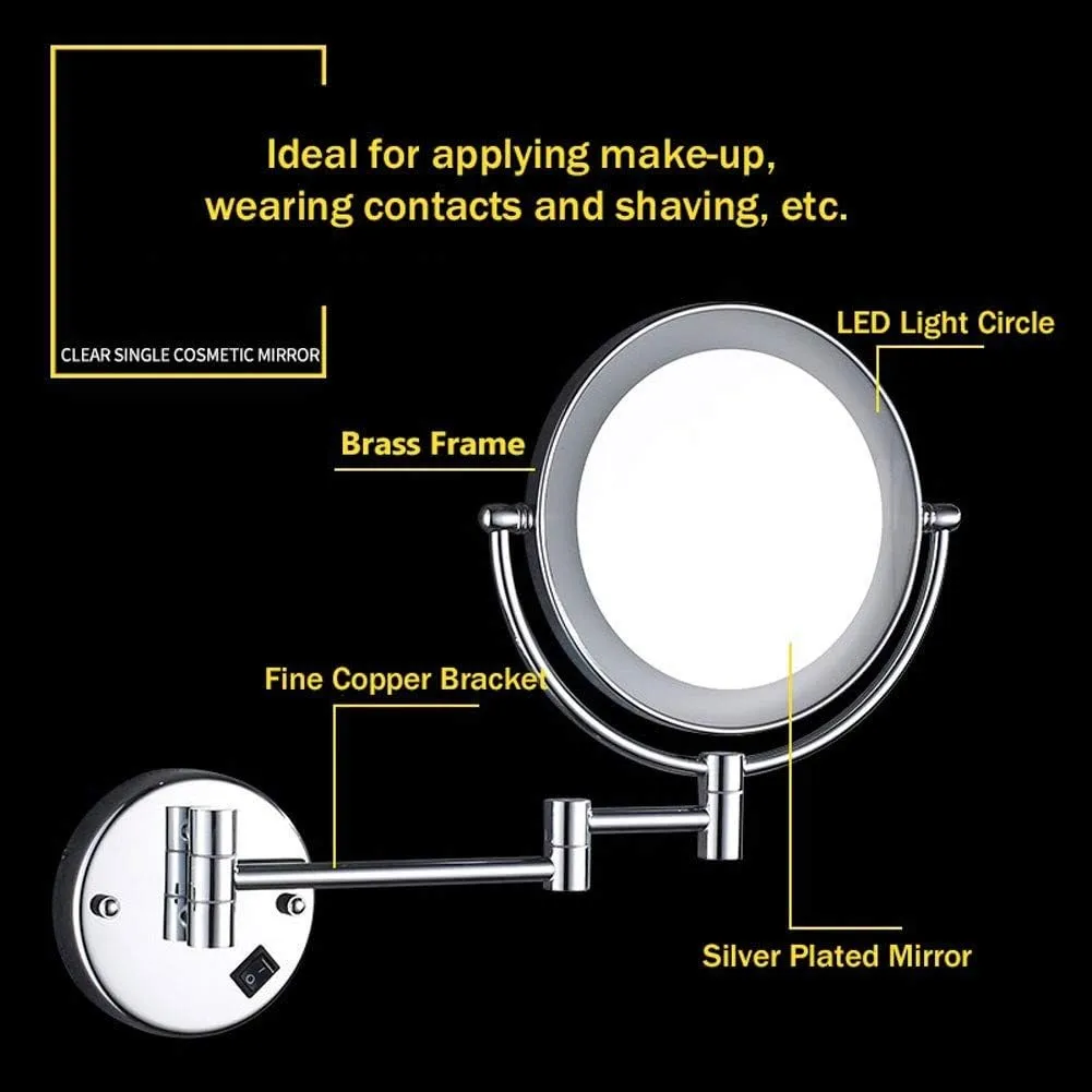 Wall Mounted 8 Inch Makeup Mirror 5X Magnification Vanity Mirror Concealed Install Vanity Mirror 360° (Color : #6)