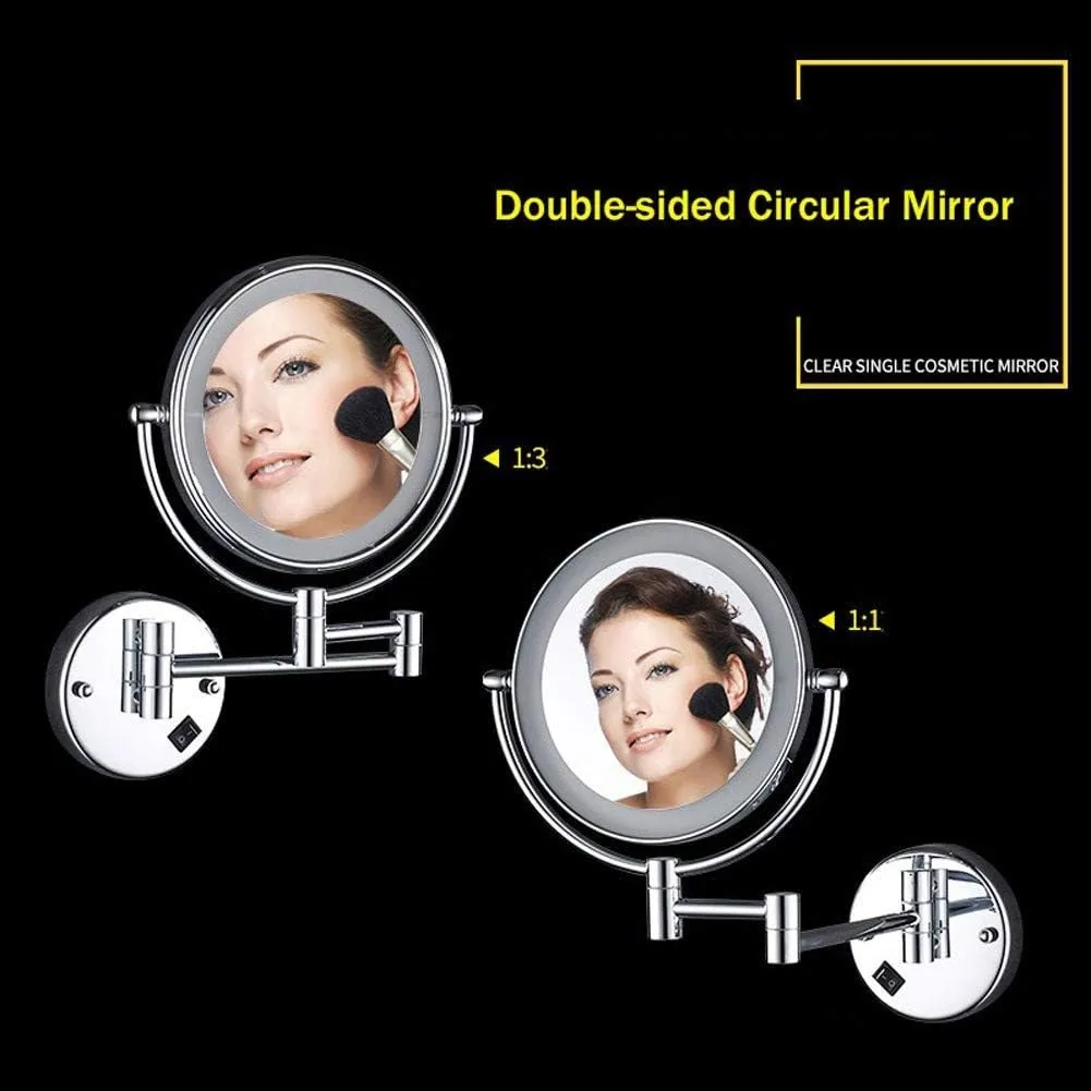 Wall Mounted 8 Inch Makeup Mirror 5X Magnification Vanity Mirror Concealed Install Vanity Mirror 360° (Color : #6)