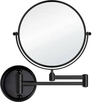 Wall Mounted Makeup Mirror, 1X/10X Magnifying Mirror 360° Extendable Arm Mirror for Makeup, 8 Inch Double Sided Vanity Mirror for Bathroom, Wall Mirror for Teen Girls, Women, Black