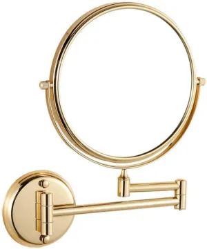 Wall-Mounted Makeup Mirror, 6-Inch Double-Sided, 360° Swivel, Extendable Arm for Bathroom & Hotel Use