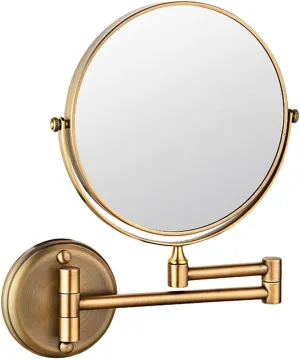 Wall Mounted Makeup Mirror 8 Inch Double Sided 1X 3X Magnifying Round Bathroom Mirror, Extended Arm 360° Rotation Shaving Mirror, Archaize