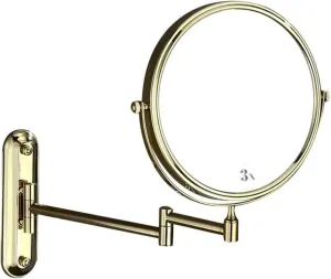 Wall-Mounted Makeup Mirror Bathroom Gold Wall Mounted 8-inch Cosmetic Mirror Folding Telescopic Magnification 3X Double-Sided