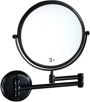 Wall-Mounted Makeup Mirror Black 8-inch Wall-Mounted Vanity Mirror Bathroom Folding Beauty Mirror Double-Sided Rotating