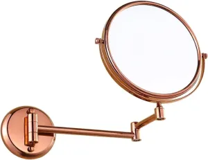 Wall-Mounted Makeup Mirror Rose Gold Wall-Mounted Folding Telescopic 8-inch Full Copper Double-Sided 3X Magnifying Mirror
